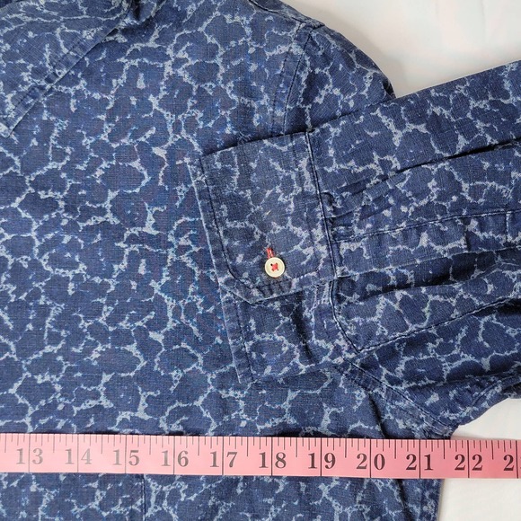 EUC Talbots Acid Wash Navy Women's Size 14 Long Sleeve Button Down Shirt Top WOW - Picture 5 of 7